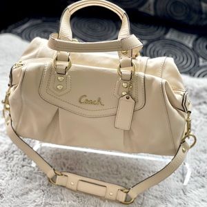 Coach Large Ashley Handbag; Tan; Removable Crossbody Strap; Gold Hardware